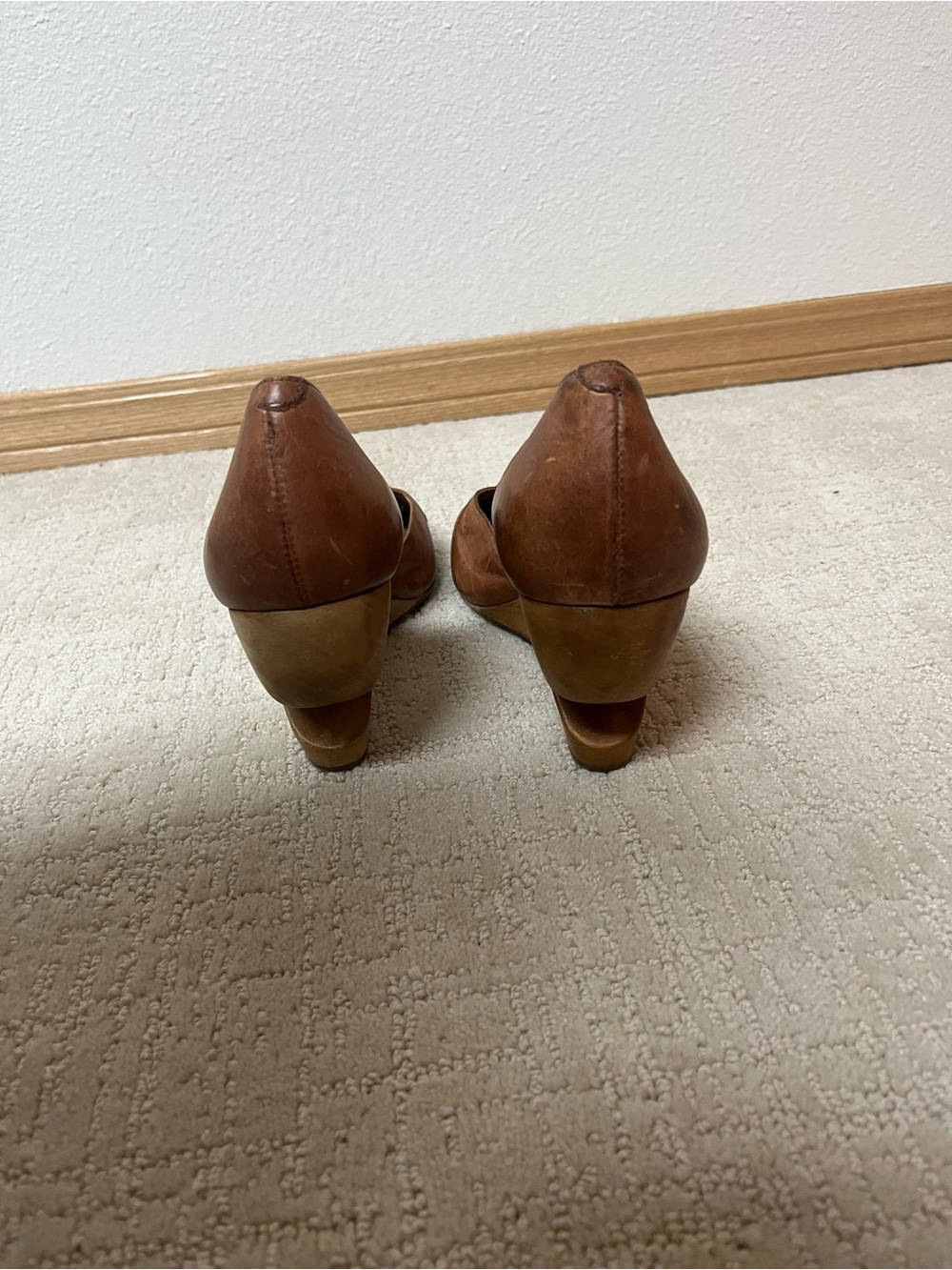 Miss Albright by Anthropologie tan leather wedge shoes women’s size 10B - Picture 5 of 7